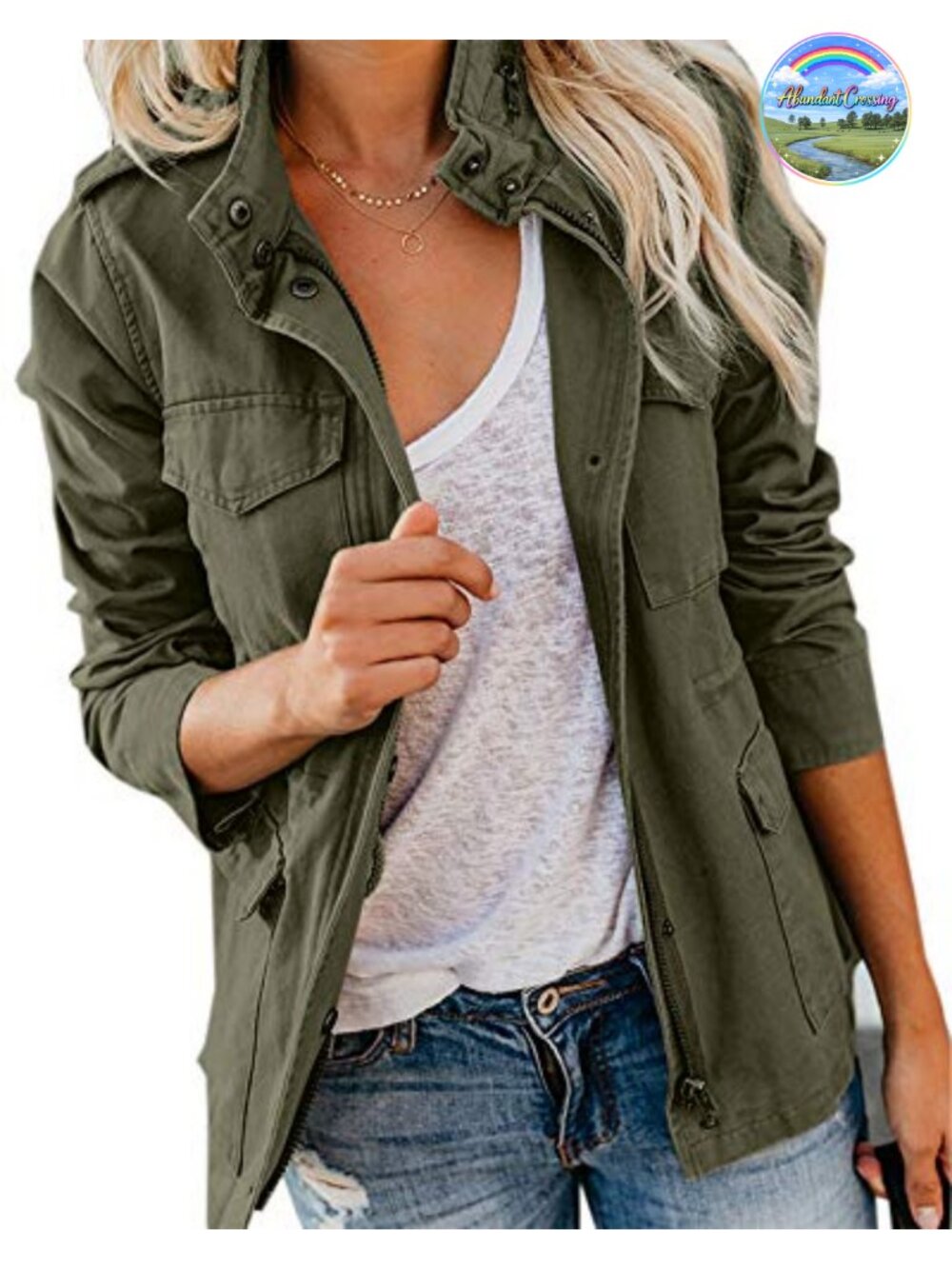 Women's Military Anorak Jacket Cotton Utility Coat Long Sleeve Water Resistant